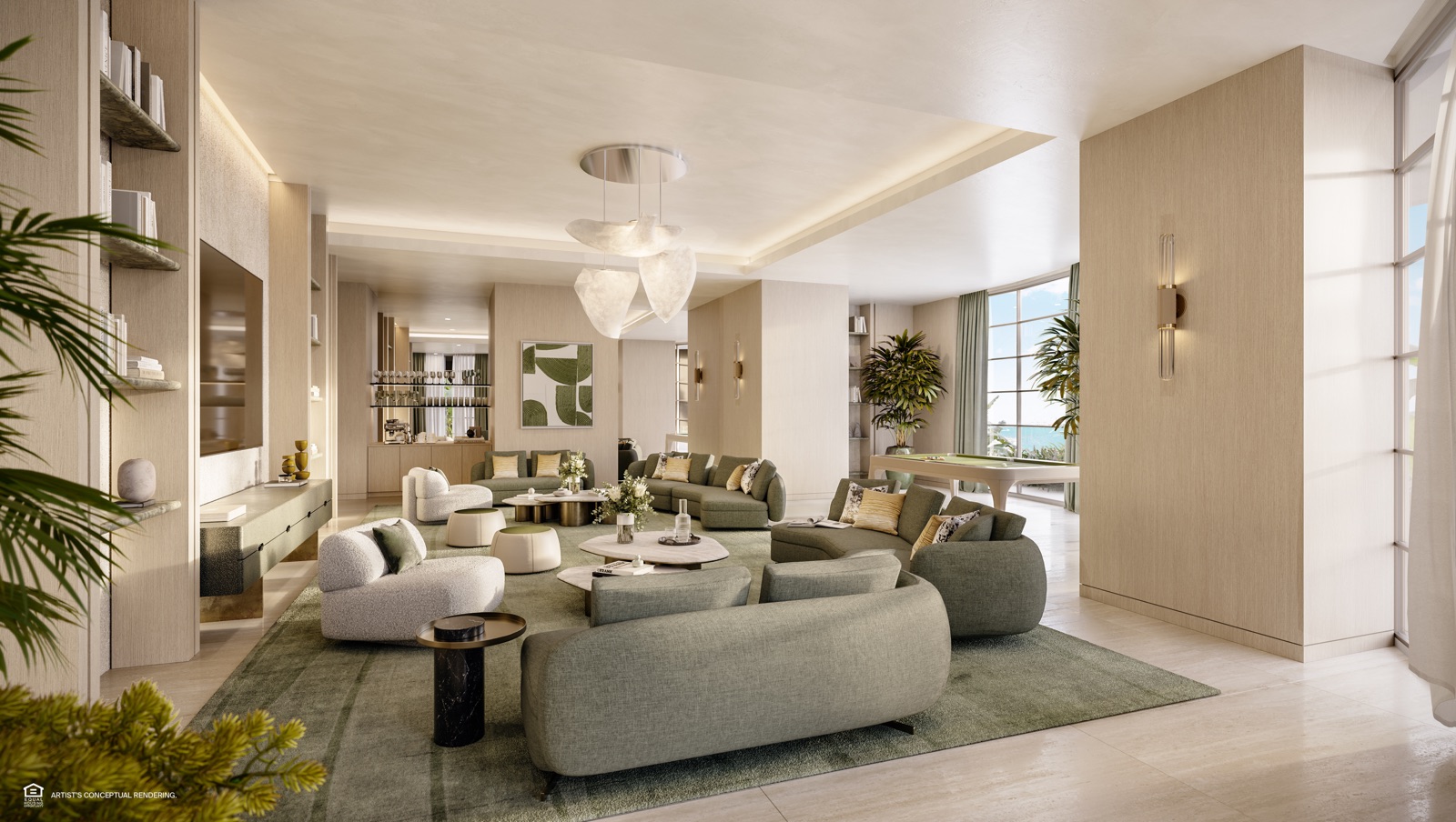 Double-height sky bar and lounge with sweeping water views.