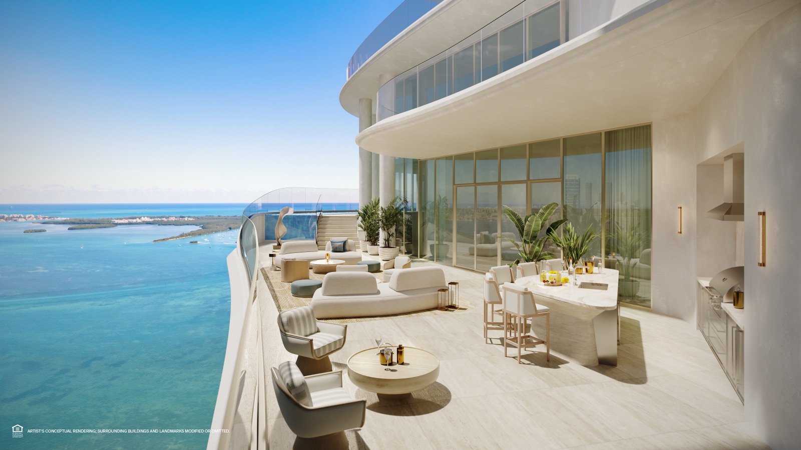 Penthouse rooftop terrace — private pool and panoramic bay views.