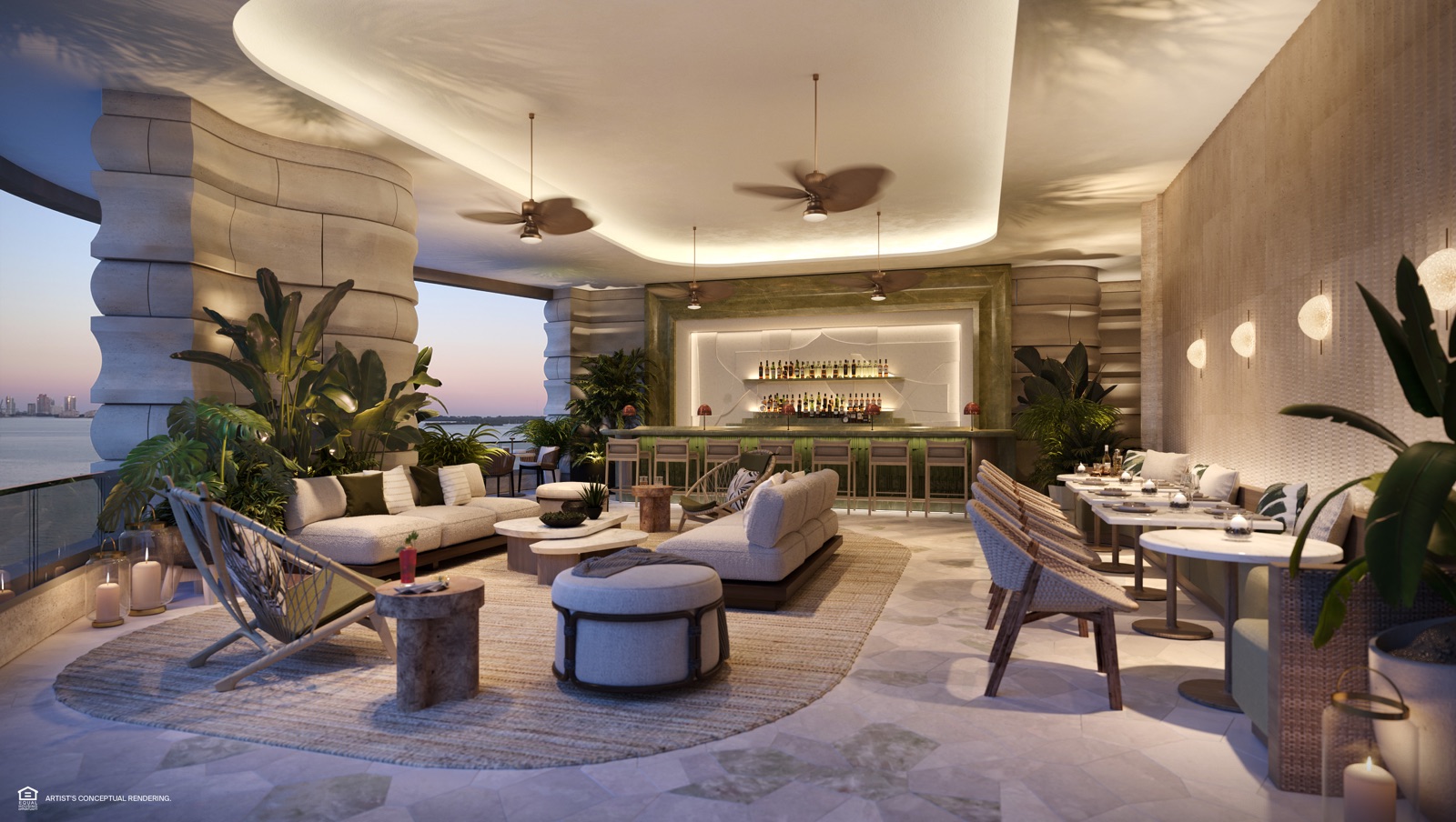 Poolside bar and café.